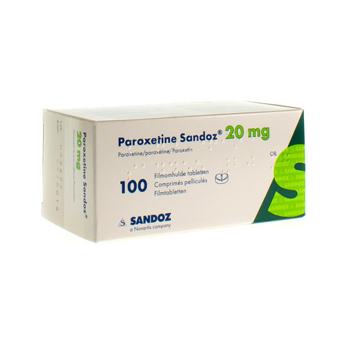 PAROXETINE 20 MG SANDOZ FILMOMH TABL 100 X 20 MG Apotheek Bakelants