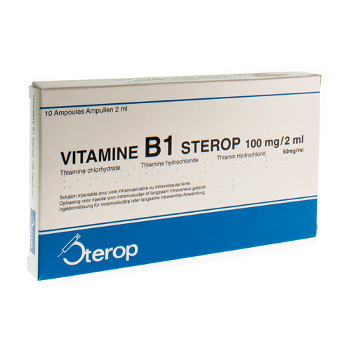 VIT B1 IM/IV AMP 10 X 100MG/2ML | Apotheek Puttemans