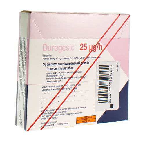 Durogesic Pl Emp 10x 25mcg/heure/uur