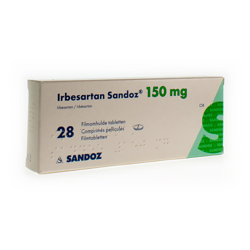 IRBESARTAN SANDOZ 150 MG FILMOMH TABL 28 X 150 MG Apotheek Kestens IRBESARTAN SANDOZ 150 MG FILMOMH TABL 28 X 150 MG Apotheek Kestens